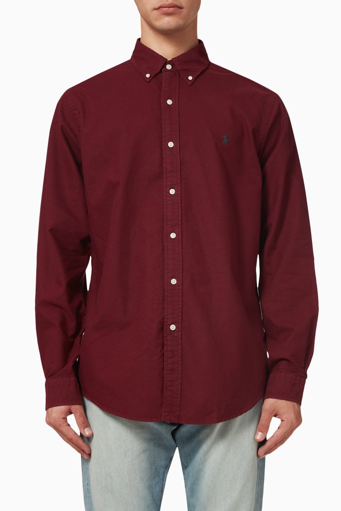 

Long-sleeved Shirt in Cotton, Red