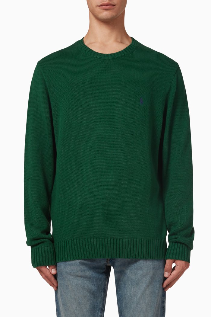 

Signature Logo Sweater in Cotton, Green
