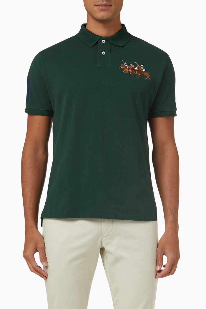 

Triple Pony Polo Shirt in Cotton, Green