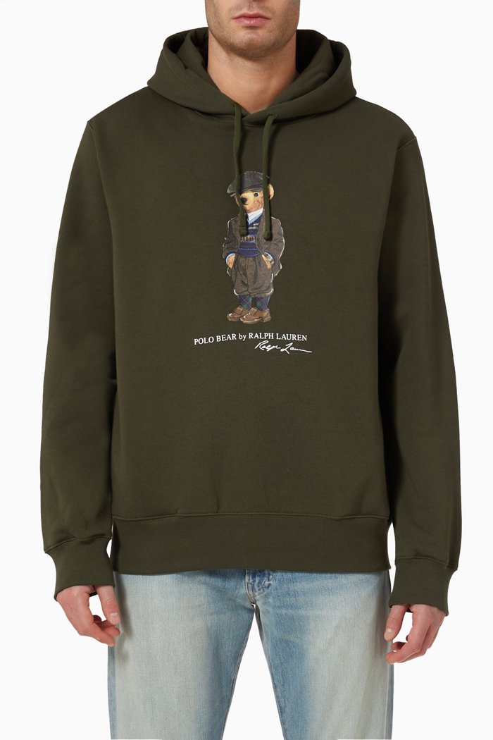 

Polo Bear Hoodie in Fleece, Green