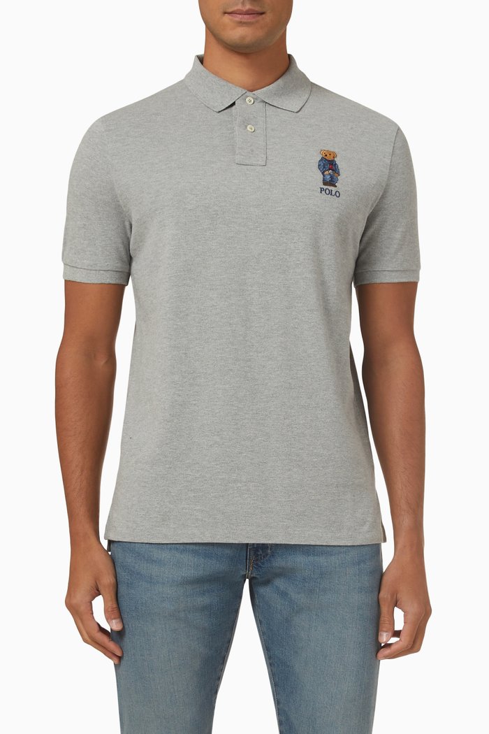 

Polo Bear Polo Shirt in Cotton Piqué, Grey