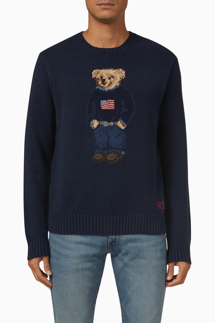 

Bear Pullover in Cotton-blend, Blue