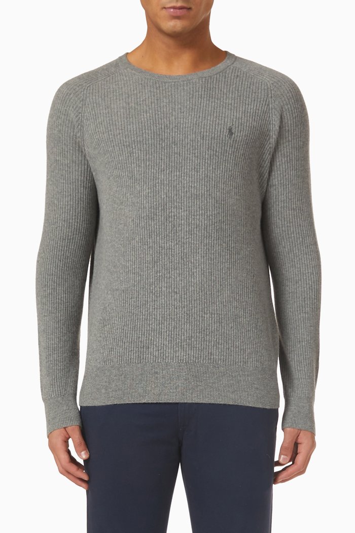 

Long Sleeve Sweater in Wool, Grey