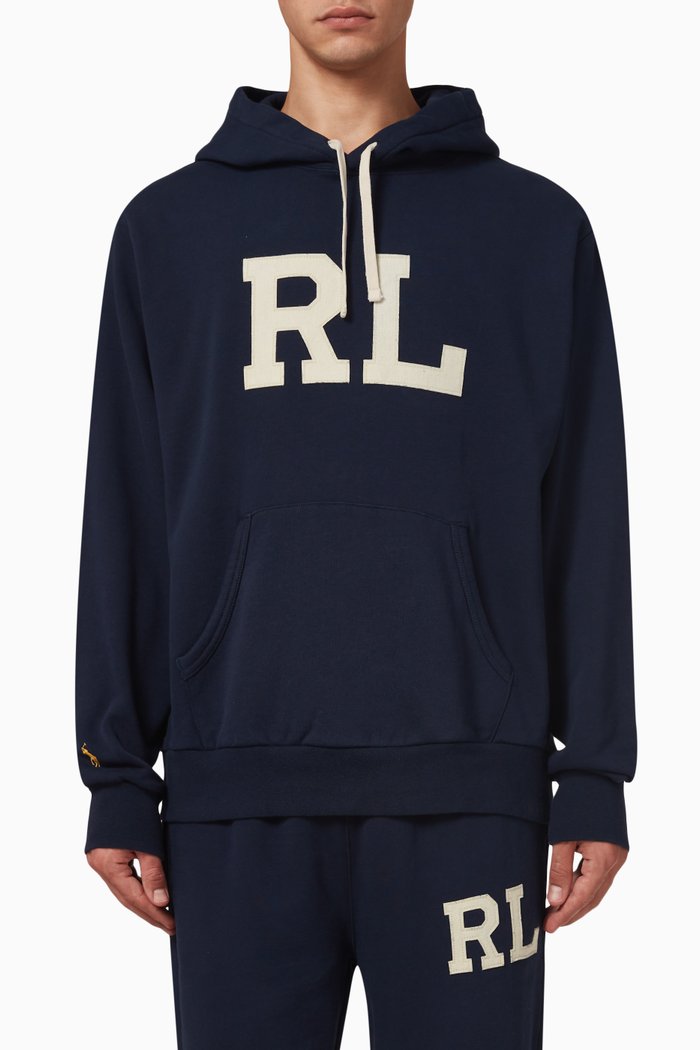 

Logo Lettering Hoodie in Cotton, Blue