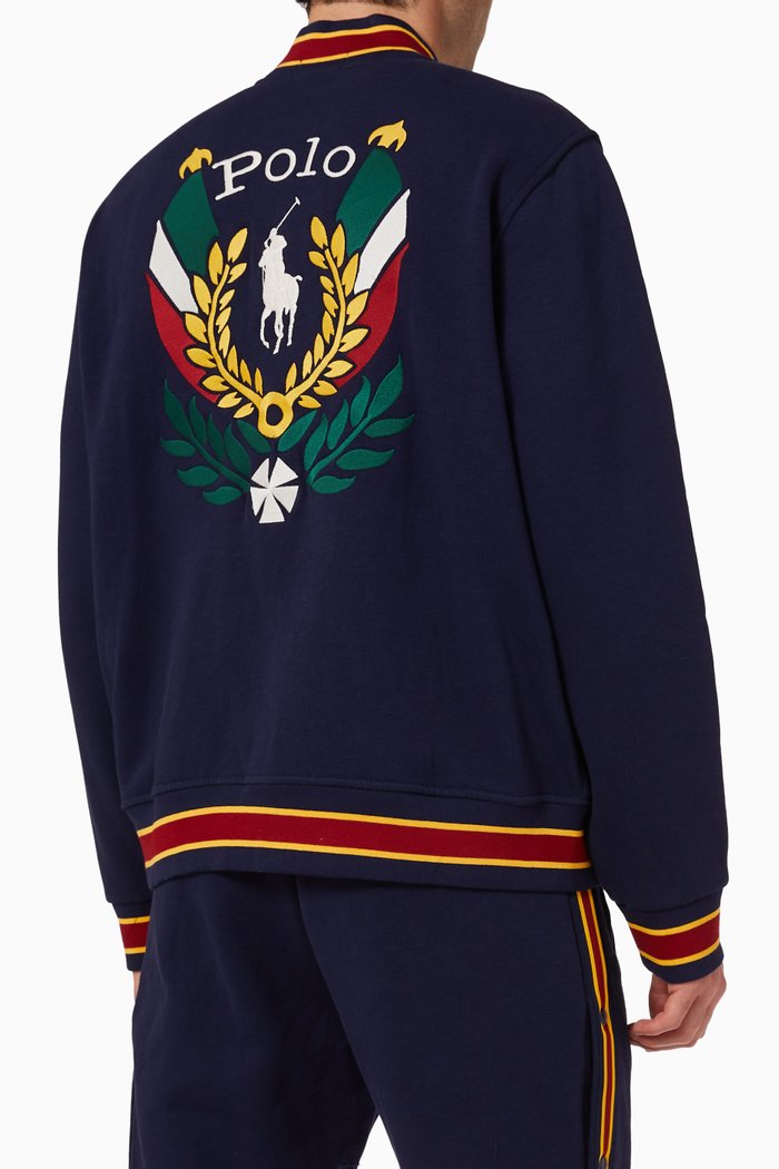 

Uni Crest Jacket in Cotton Fleece, Blue