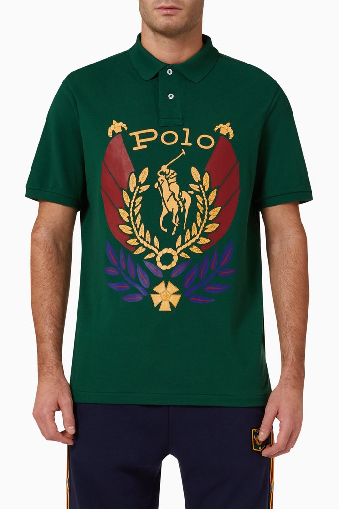 

Uni Crest Logo Polo Shirt in Cotton Piqué, Multicolour