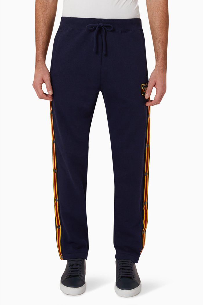 Uni Crest Logo Sweatpants in Cotton Terry, Blue