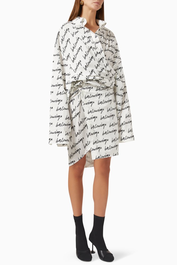 

Logo Wrap-front Mini Dress in Viscose, White