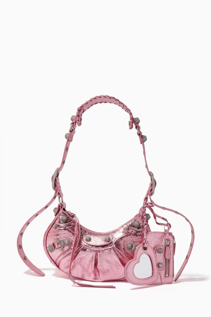 

Le Cagole XS Shoulder Bag in Metallic Arena Lambskin, Pink