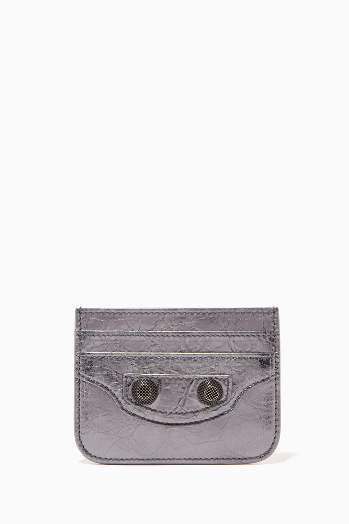 Le Cagole Card Holder in Metallic-leather, Silver