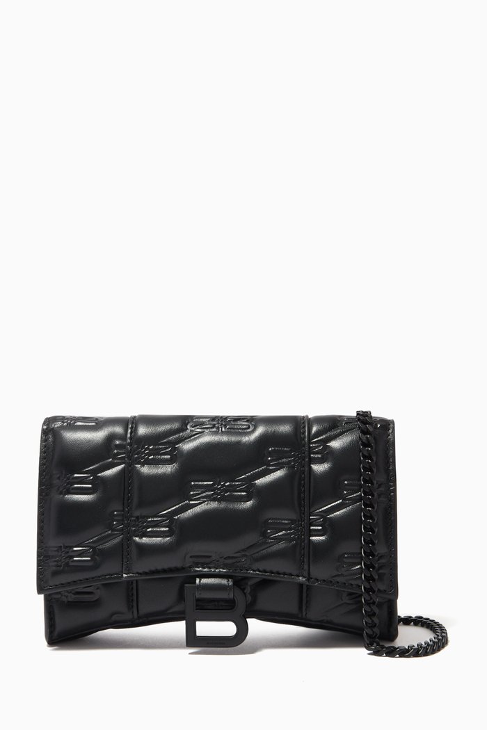 

Hourglass Wallet on Chain in Embossed-calfskin, Black