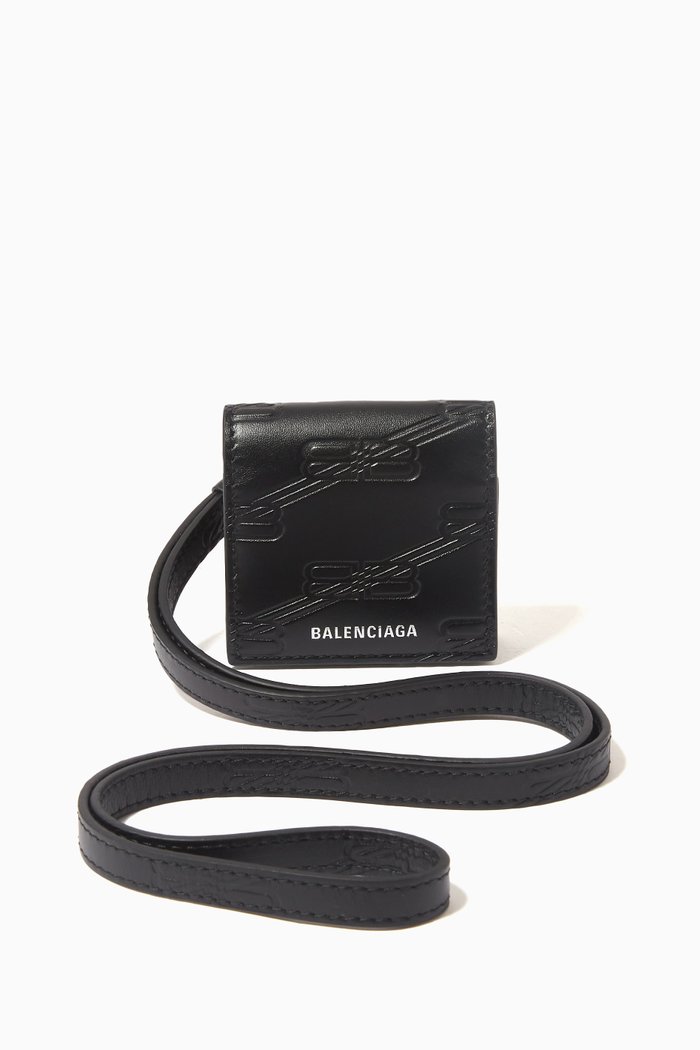 

AirPods Holder in BB Monogram Leather, Black