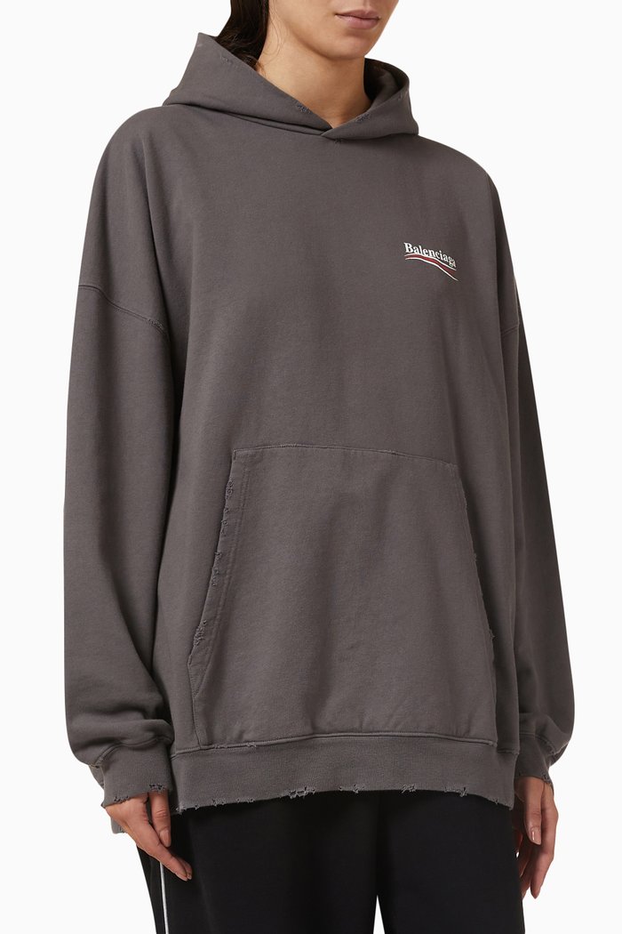 

Political Campaign Large-fit Hoodie in Cotton-fleece, Grey