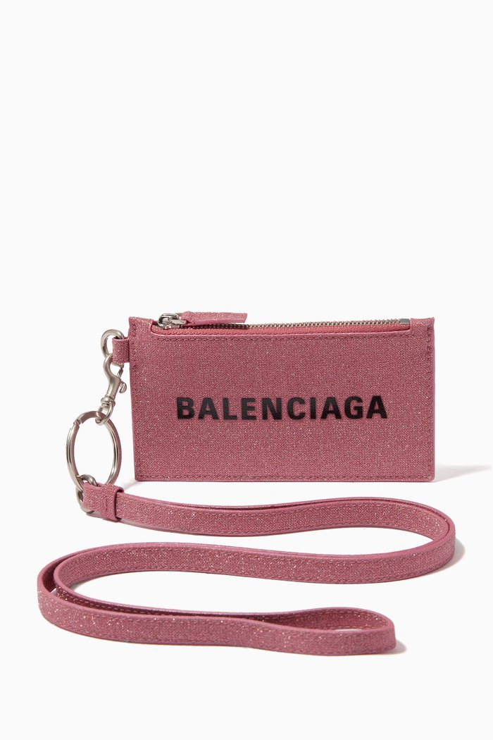 Cash & Card Holder in Pebbled Leather, Pink