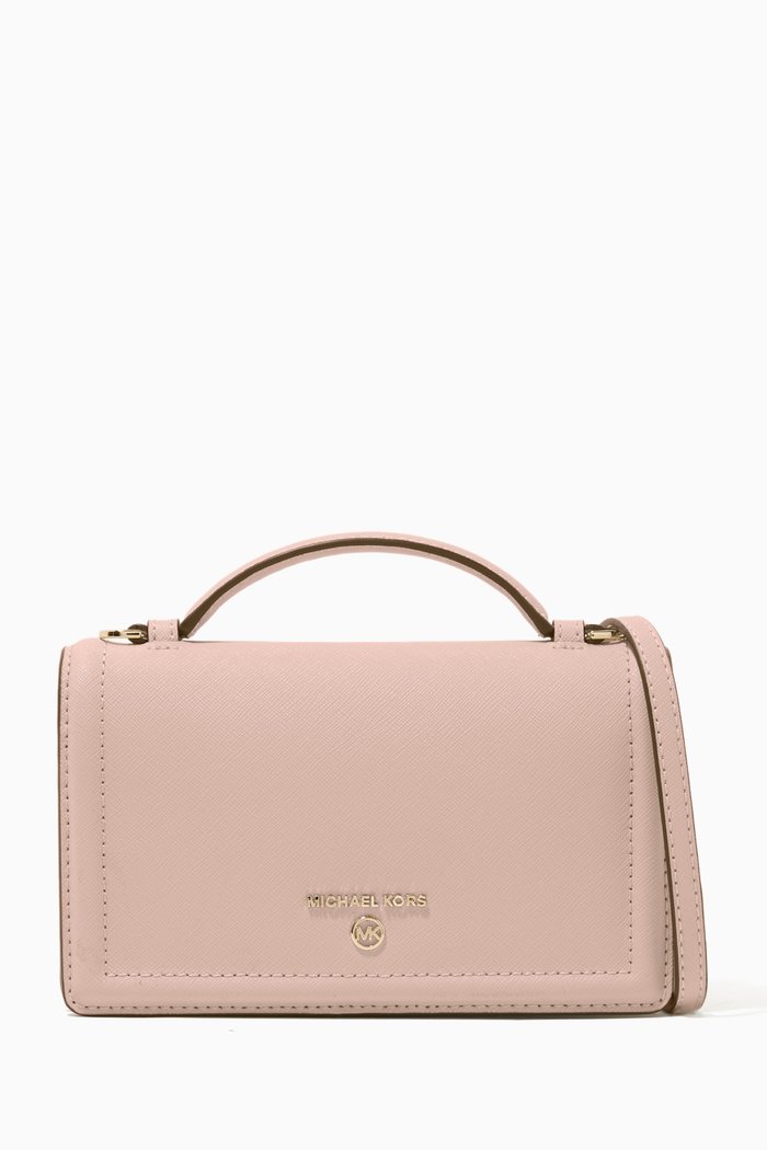 

Smartphone Crossbody Bag in Leather, Pink