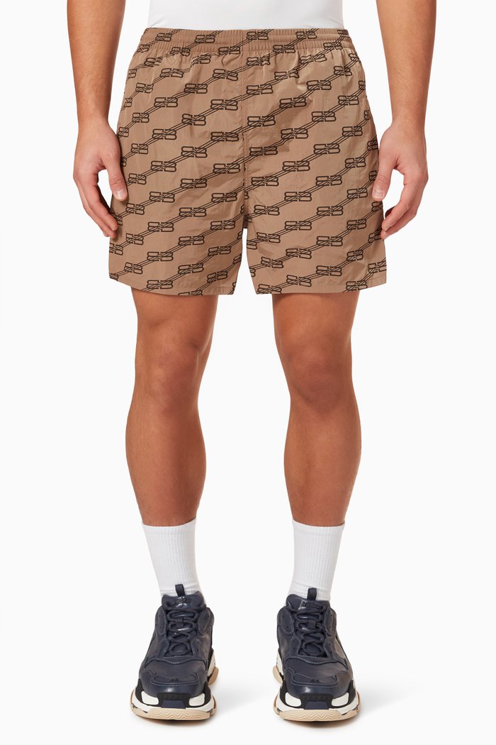 

BB Monogram Swim Shorts in Nylon, Neutral
