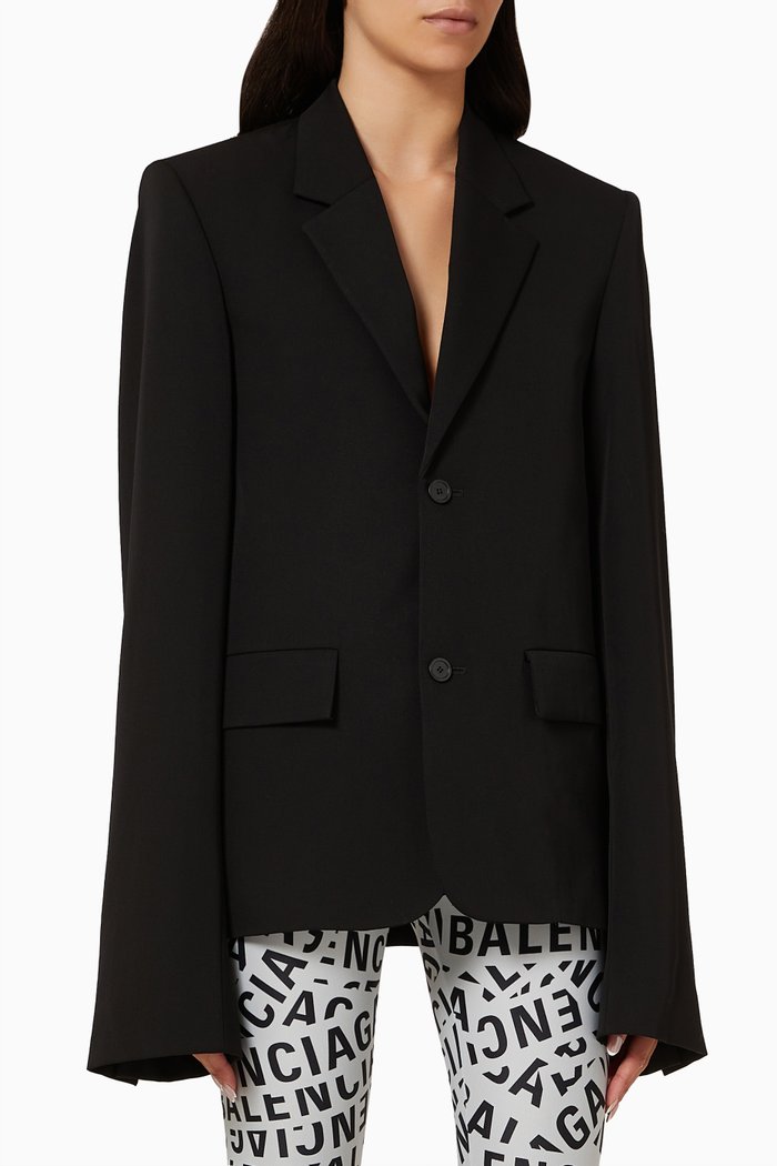 

Fitted Jacket in Wool, Black