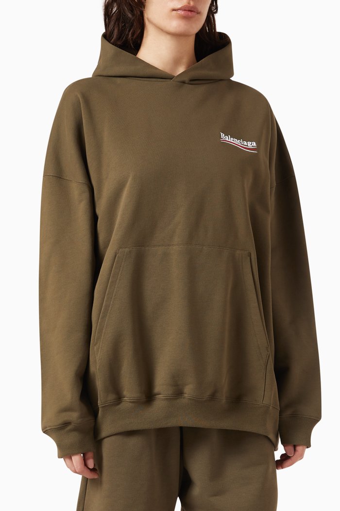 

Political Campaign Large Fit Hoodie in Fleece, Brown
