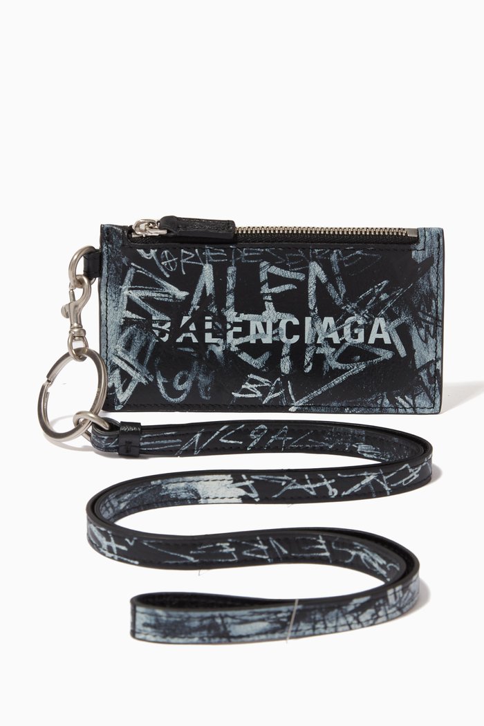 

Cash Card Case On Keyring in Leather, Black