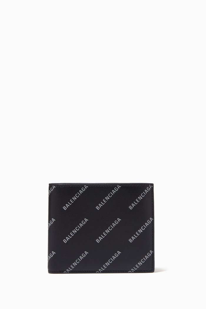 

Cash Square Folded Wallet in All-over Logo Leather, Black