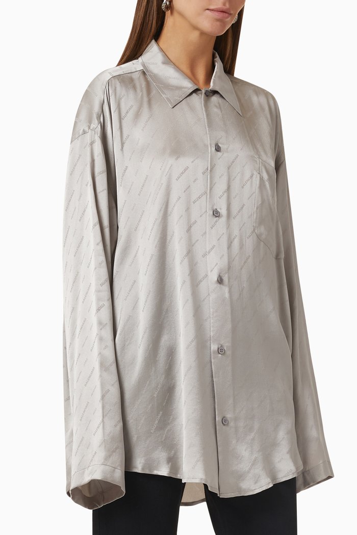 

BB Monogram Shirt in Silk-satin, Grey