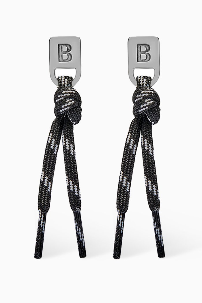 

Plate Earrings in Recycled Cotton-blend & Antique Brass, Black