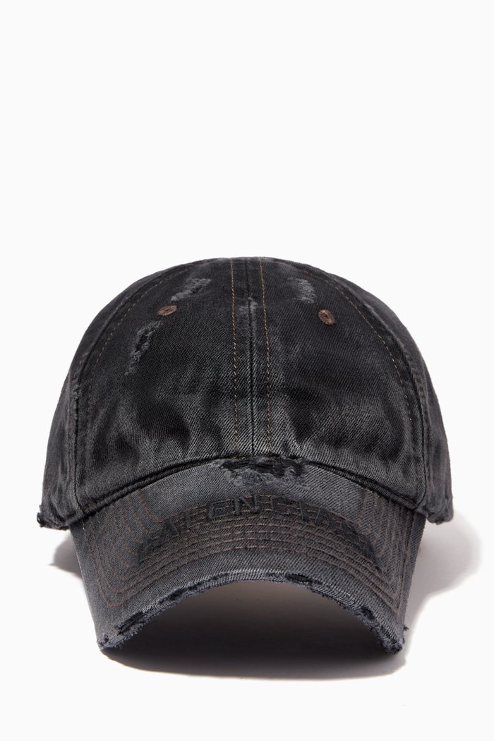 

Logo Destroyed Cap in Denim, Grey