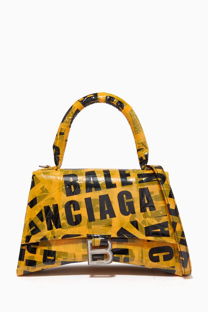

Hourglass Small Top Handle Bag in Calfskin & Tape, Yellow