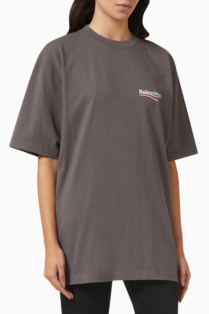 

Political Campaign Large Fit T-shirt in Vintage Jersey, Grey