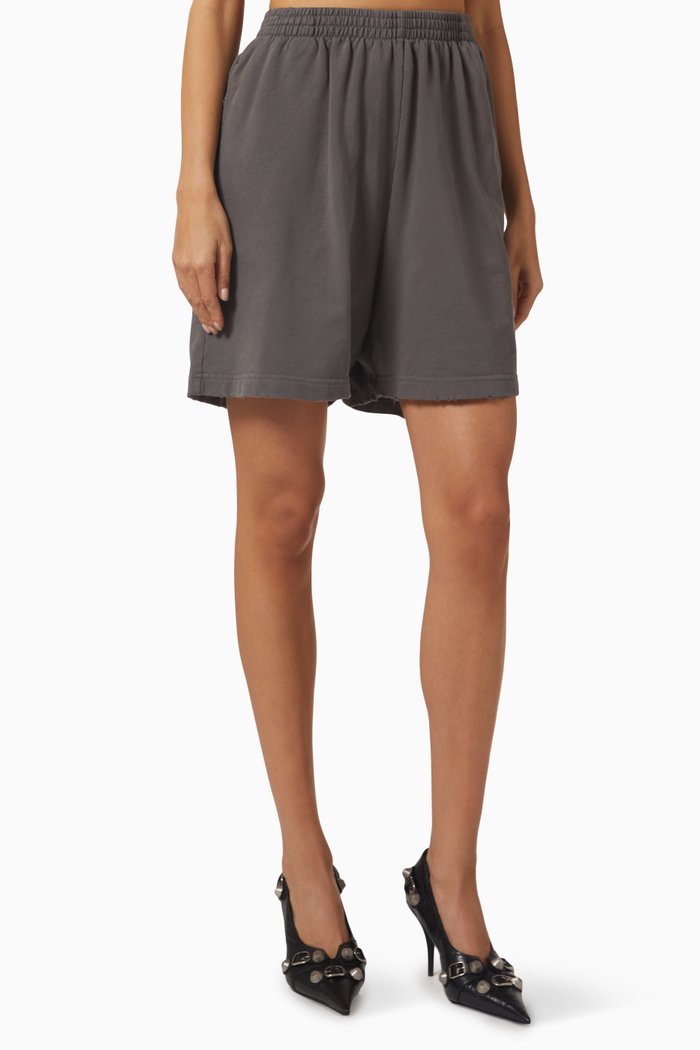 Political Campaign Sweat Shorts in Curly Fleece, Grey