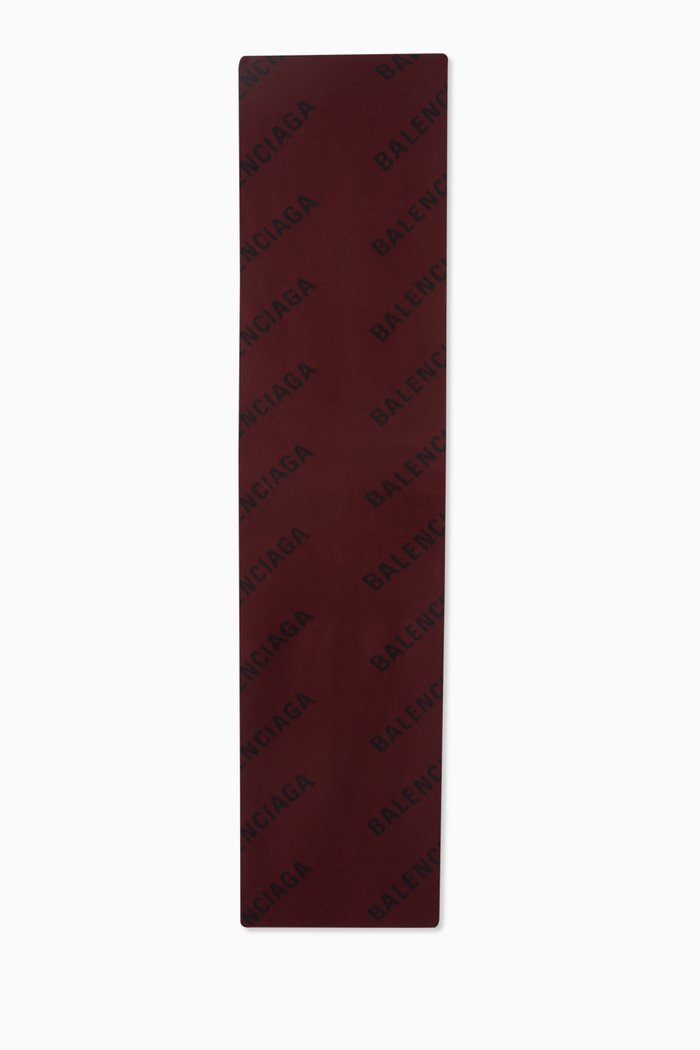 

Allover Logo Macro Scarf in Brushed Wool, Brown