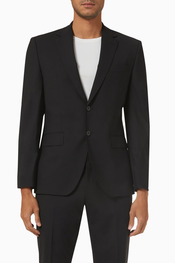 

Slim Fit Jacket in Virgin Wool, Black