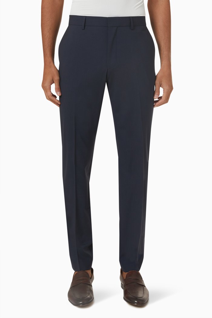 

Regular Fit Pants in Virgin Wool, Blue