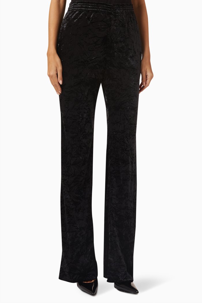 

Wide-leg Pants in Velvet, Black