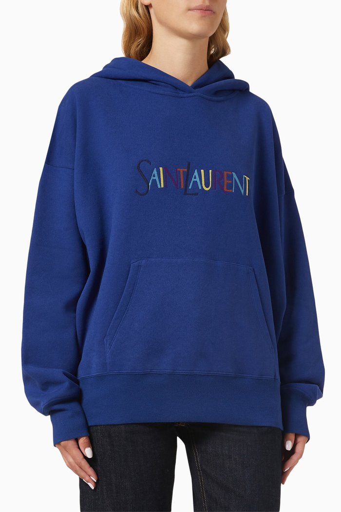 Logo Hoodie in Organic Cotton, Blue