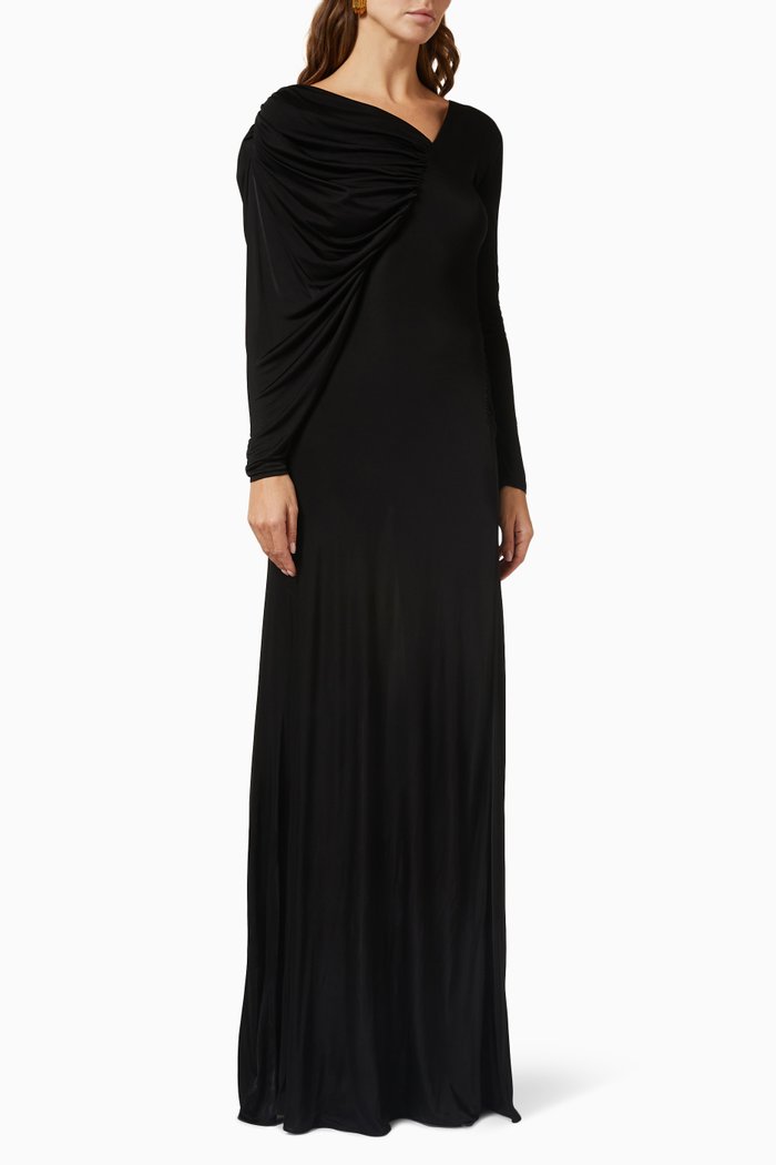 

Long Dress in Shiny Jersey, Black