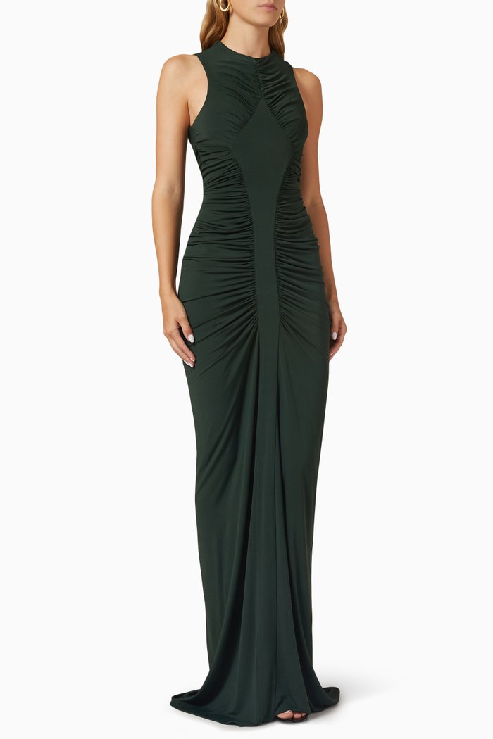 

Sleeveless Maxi Dress in Jersey, Green