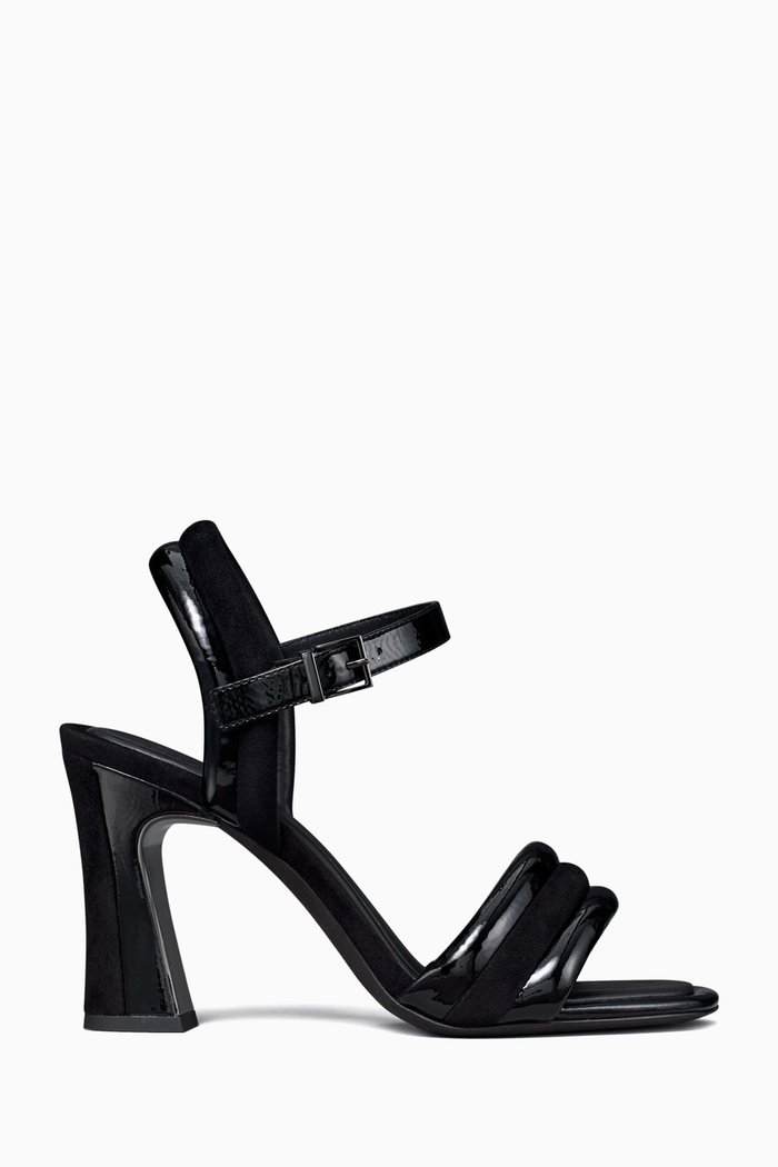 

Puffed Up 100 Sandals in Embossed Leather, Black
