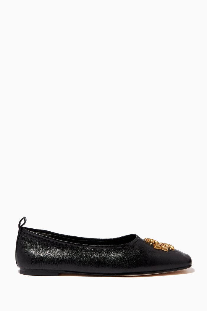 

Eleanor Ballet Shoes in Grained Leather, Black