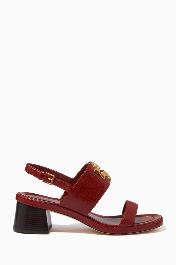 

Eleanor 55 Block-heeled Sandals in Leather, Orange
