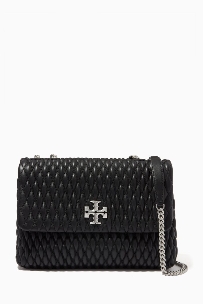 

Kira Ruched Convertible Shoulder Bag in Quilted Leather, Black