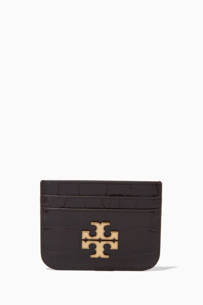 

Eleanor Card Case in Croc-embossed Leather, Brown