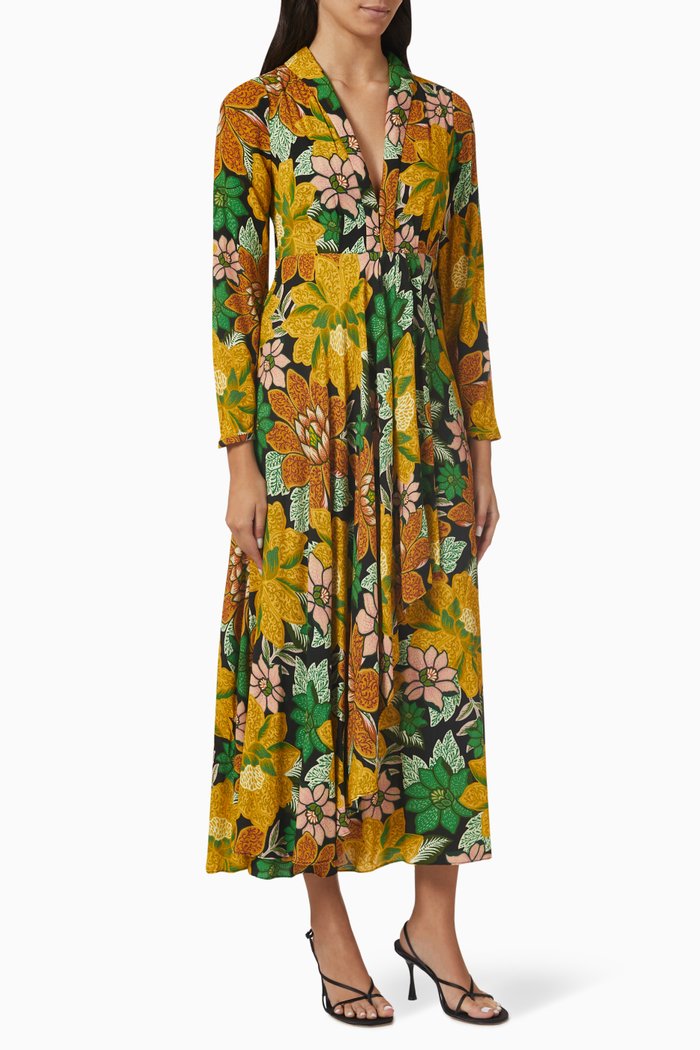 

Garden V-neck Maxi Dress in Rayon, Black