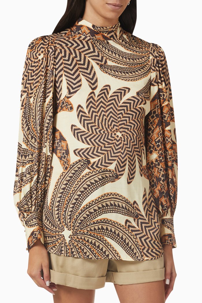 

Yawanawa Banana Blouse in Ecovero™, Brown