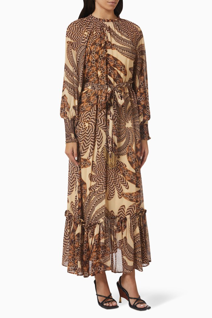 

Yawanawa Vanahu Maxi Dress in Viscose, Brown
