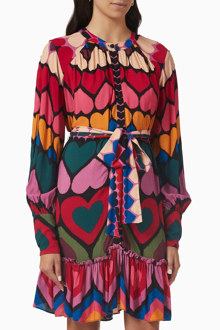 

Full of Hearts Mini Dress in Viscose, Multicolour