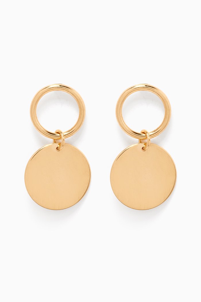 

Galeria Disc Drop Earrings in 18kt Yellow Gold