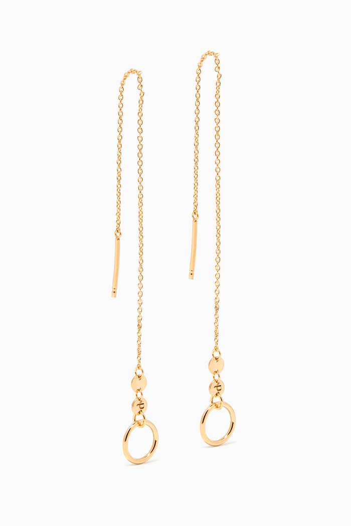 

Galeria Disc Dangle Chain Threader Earrings in 18kt Yellow Gold