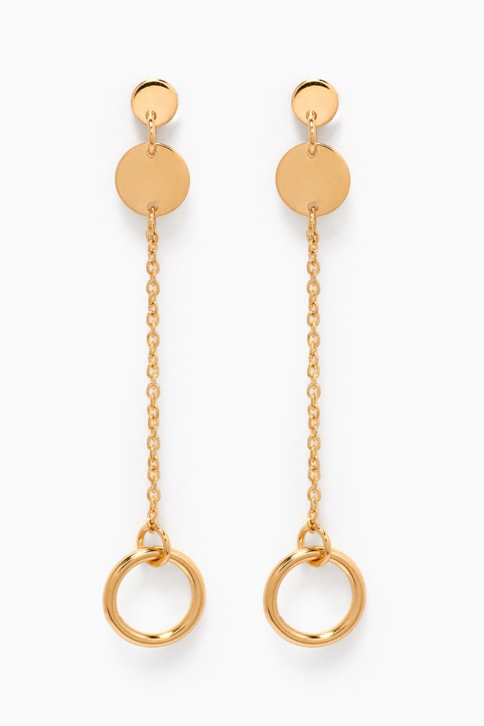 

Galeria Disc Dangle Chain Earrings in 18kt Yellow Gold