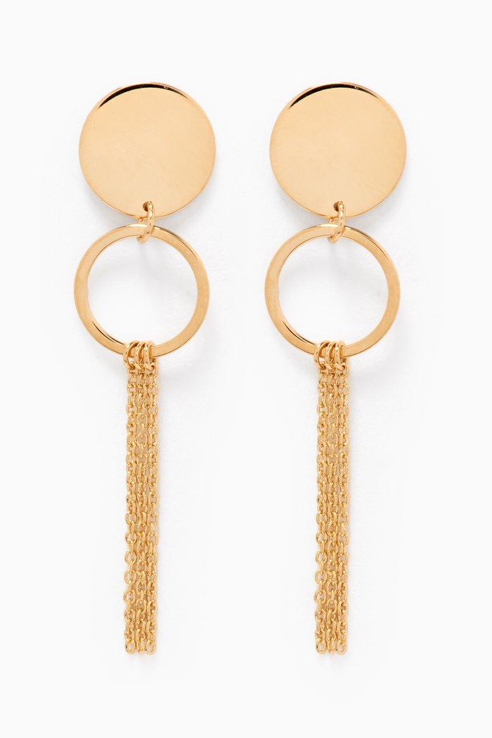 

Galeria Disc Drop Earrings in 18kt Yellow Gold